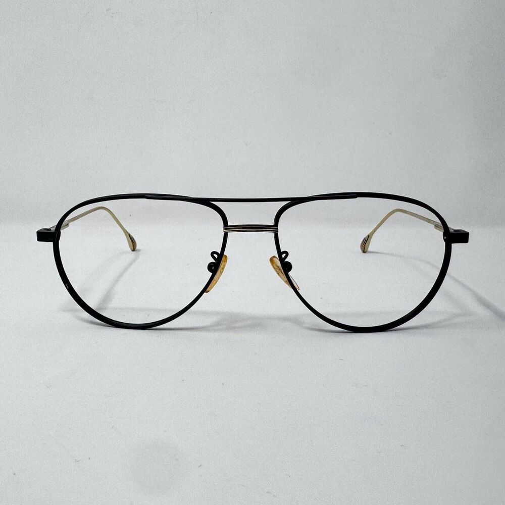 Paul Smith PSSN078 02 Black Gold Aviator Eyeglass Frames 57-16-145 Made in Italy